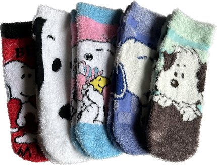 38包邮日单史努比snoopy羽毛绒地板袜保暖短袜