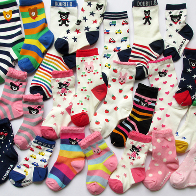 日单mikihouse儿童棉质透气中筒袜