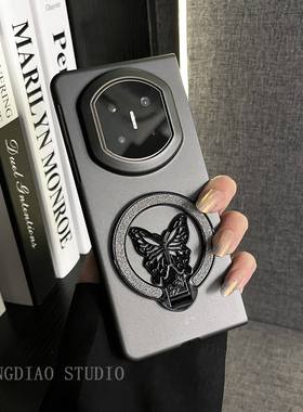 轻调 商务黑色烤漆旋转蝴蝶支架适用于华为Mate X7典藏版手机壳新款折叠屏Mate X6/X5/X3全包翻盖防摔保护套