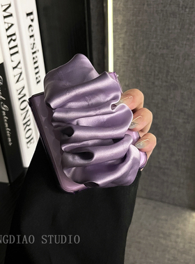 轻调 梦幻风透边紫色褶皱丝巾手腕带适用于小米MIX Flip2手机壳全包新款MIX限量版flip折叠屏翻盖防摔保护套