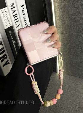 轻调 日系少女侧扣硅胶透粉蜡绳手链适用于小米MIX Flip2手机壳全包新款MIX限量版flip折叠屏翻盖防摔保护套