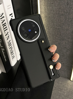 轻调 极简ins黑色双中轴岩沙硅胶推拉手指带适用于vivoxfold5pro手机壳全包新款VIVO折叠屏xfold3翻盖防摔套