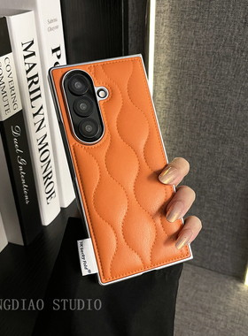 轻调 高级奢华橙色电镀边波浪气垫适用于三星Galaxy Z Fold7手机壳新款zfold7折叠屏翻盖防摔小众高档保护套