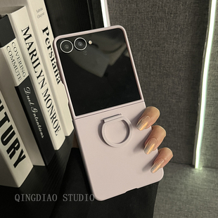 ins简约紫色肤感自带指环适用于三星zflip7 折叠屏翻盖防摔保护套 轻调 GalaxyW25Flip手机壳新款 经典