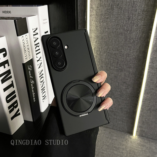 潮牌肤感黑色360度旋转支架适用于三星zfold7 23手机壳新款 折叠屏翻盖防摔保护套 5Galaxy Z W25 轻调