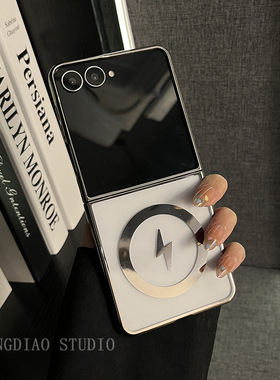 轻调 商务ins小众深灰色电镀透明磁吸适用于三星zflip7/6/5/4/GalaxyW25Flip手机壳新款折叠屏翻盖防摔保护套