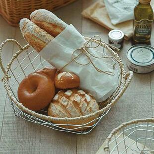 ins北欧桌面铁艺杂物收纳篮手提编织筐篮子零食面包陈列篮水果篮