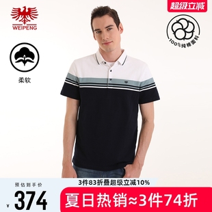 商场同款 短袖 威鹏男士 独特拼色休闲条纹t恤D12094 polo衫 25新款