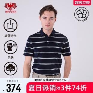 商场同款 短袖 威鹏男士 纯棉简约条纹休闲t恤D12086 polo衫 25新款