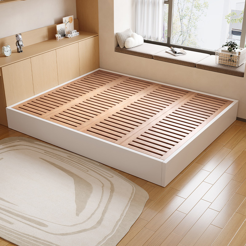 可定制榉木全实木无床头床架榻榻米排骨架落地小户型现代简约家用