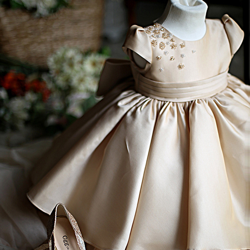 花童婚礼小女孩高端礼服女童轻奢公主裙女孩生日主持演出服连衣裙