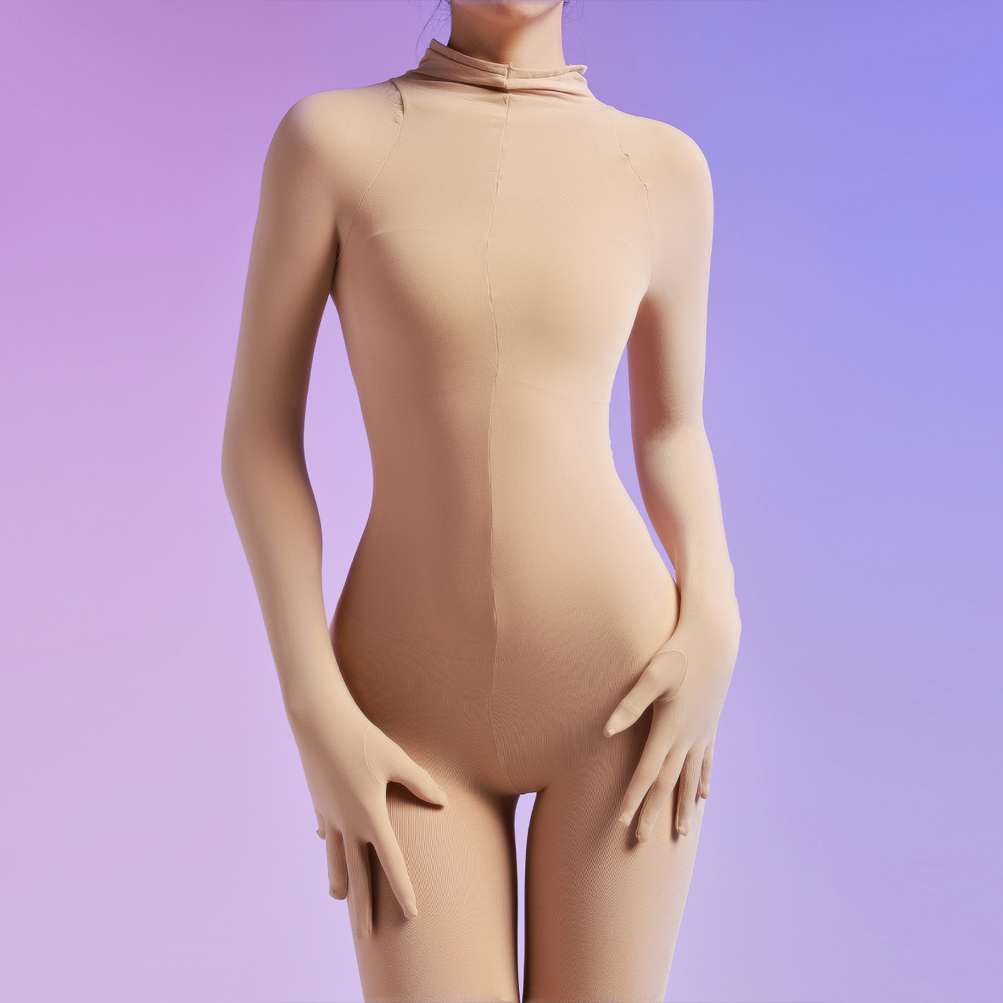 天鹅绒性感女士连体衣五指连身袜