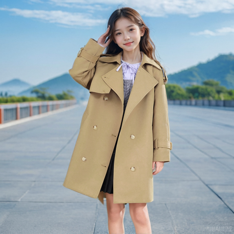 女童风衣外套2025春秋装新款