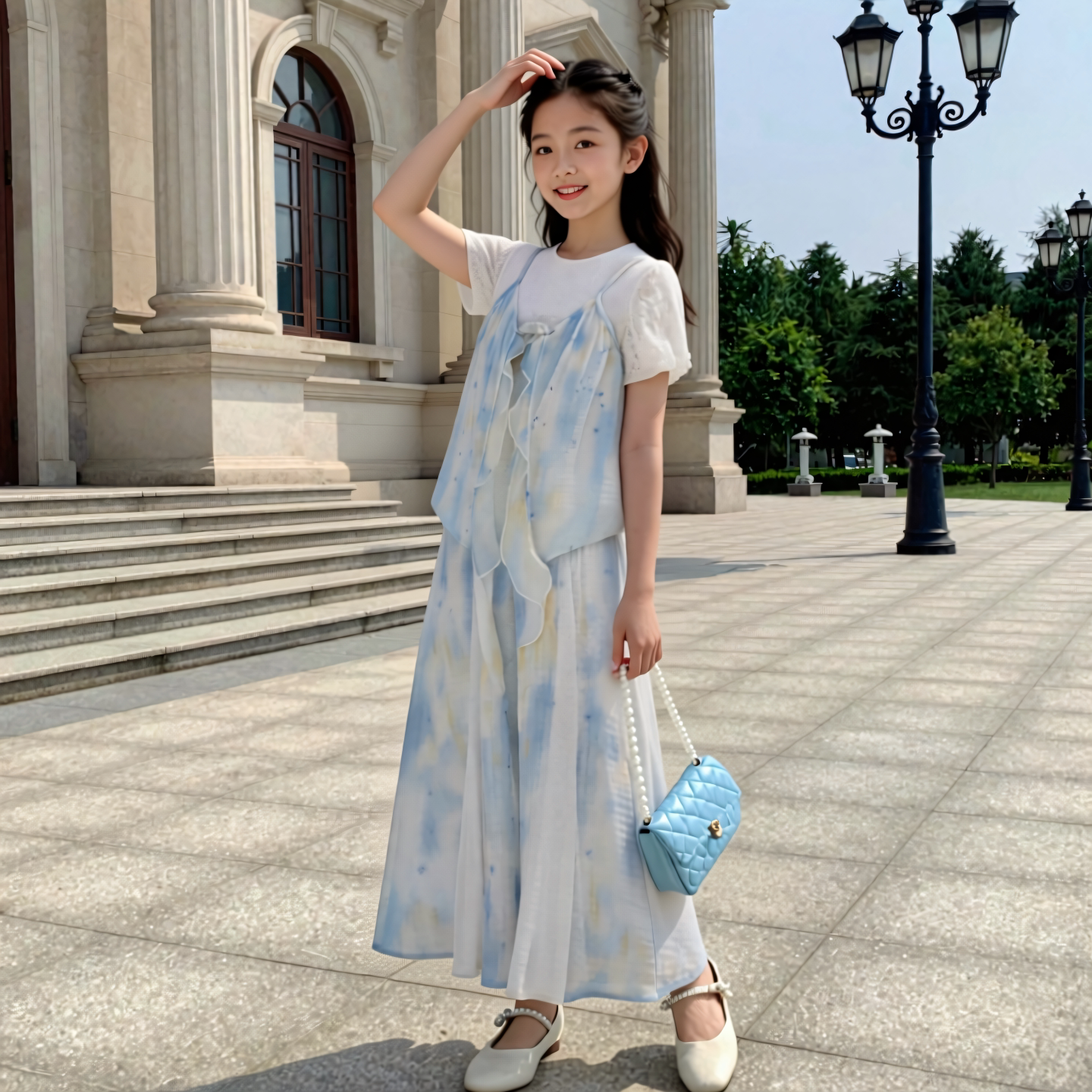 女童夏季小清新吊带阔腿两件套