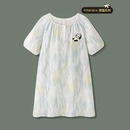 夏季 睡衣女款 家居服2025新款 夏新款 女士熊猫睡裙 可爱纯棉纱布短袖