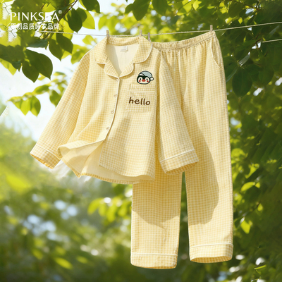 纯棉睡衣女秋冬季可爱企鹅