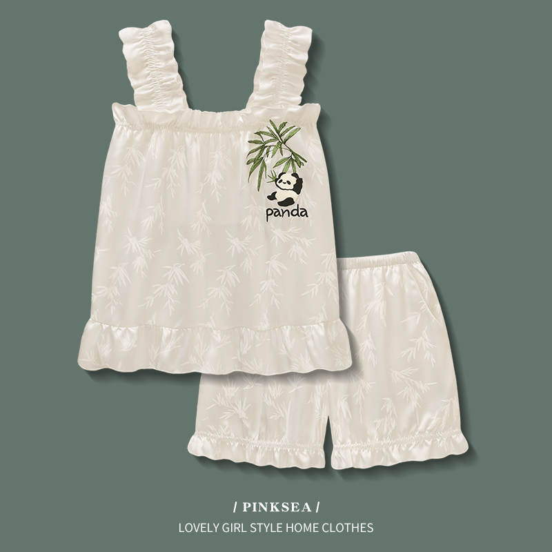 冰丝睡衣女夏季新中式吊带睡裙短裤套装大码男士可外穿情侣家居服,女士内衣/男士内衣/家居服,睡衣/家居服套装,淘宝优惠券,粉丝福利购,淘宝优惠卷