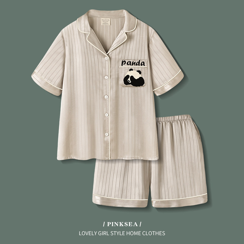 情侣睡衣夏季凉感冰丝短袖短裤家居服大码可外穿男女士夏天套装