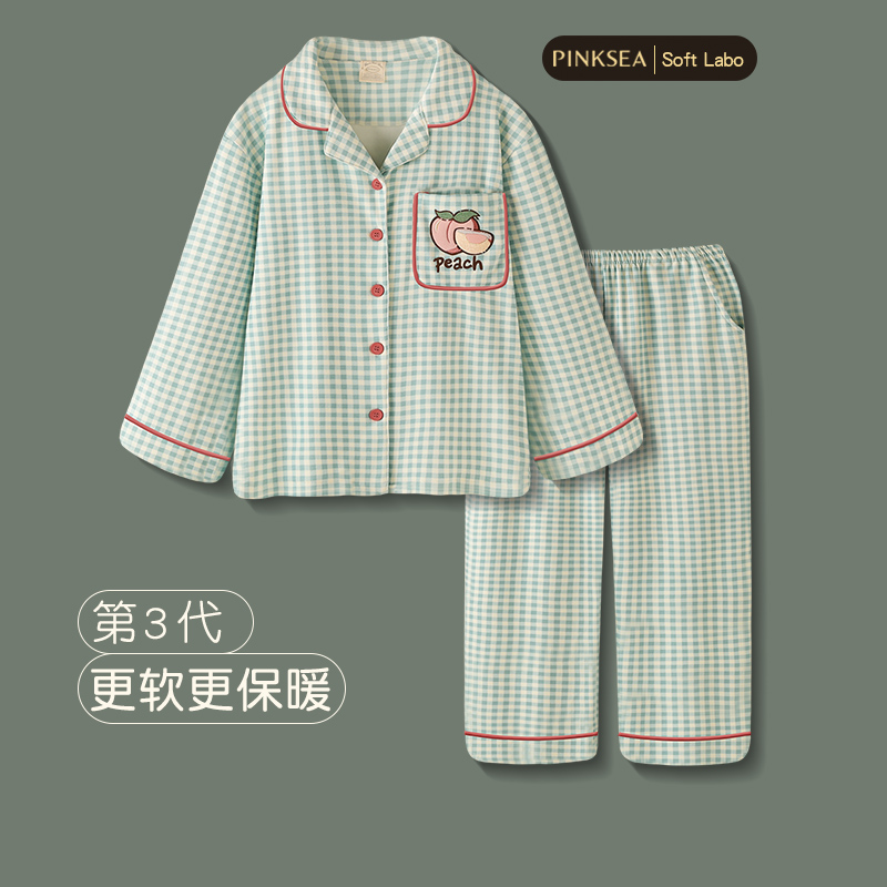 睡衣女春秋新款加厚暖绒长袖套装可爱女款大码冬季保暖家居服套