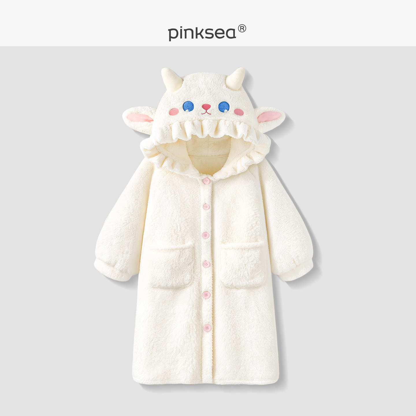 【软萌小羊】pinksea睡袍女冬季可爱睡衣加厚珊瑚绒浴袍家居服女