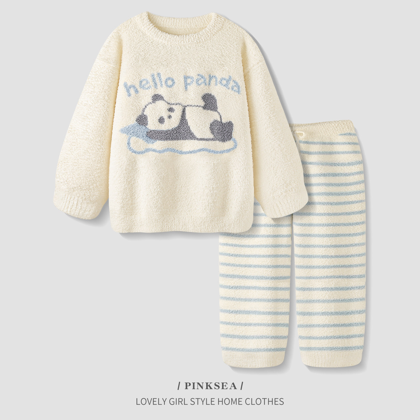 Pinksea【熊猫】半边绒睡衣女款秋冬季高级感简约柔软家居服女士,女士内衣/男士内衣/家居服,睡衣/家居服套装,淘宝优惠券,粉丝福利购,淘宝优惠卷