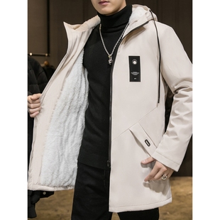 外套中长款 棉衣男士 棉袄保暖加厚连帽棉服男休闲风衣 新款 2025冬季