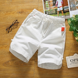 夏天男士套装棉麻料男装麻质上衣服复古麻衣亚麻布短袖t恤短裤潮