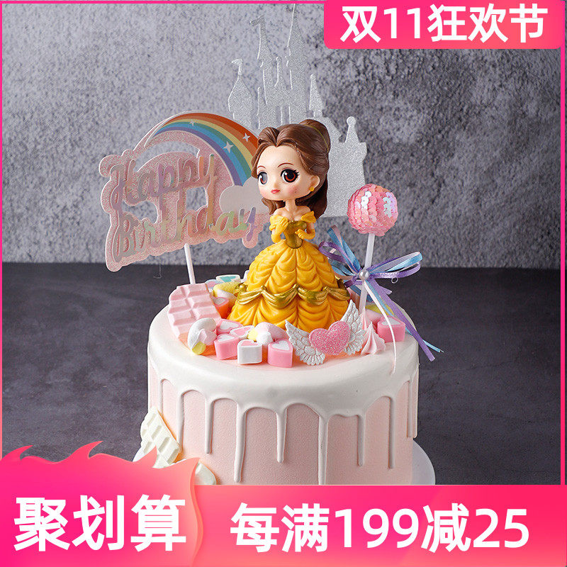 网红贝尔公主生日蛋糕模型仿真2020新款塑胶假蛋糕样品t267