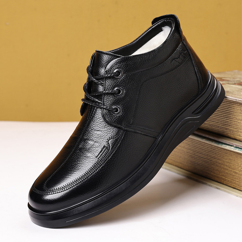 男鞋冬2025新款今年流行爆款头层牛皮皮毛一体男士棉鞋加厚保暖耐