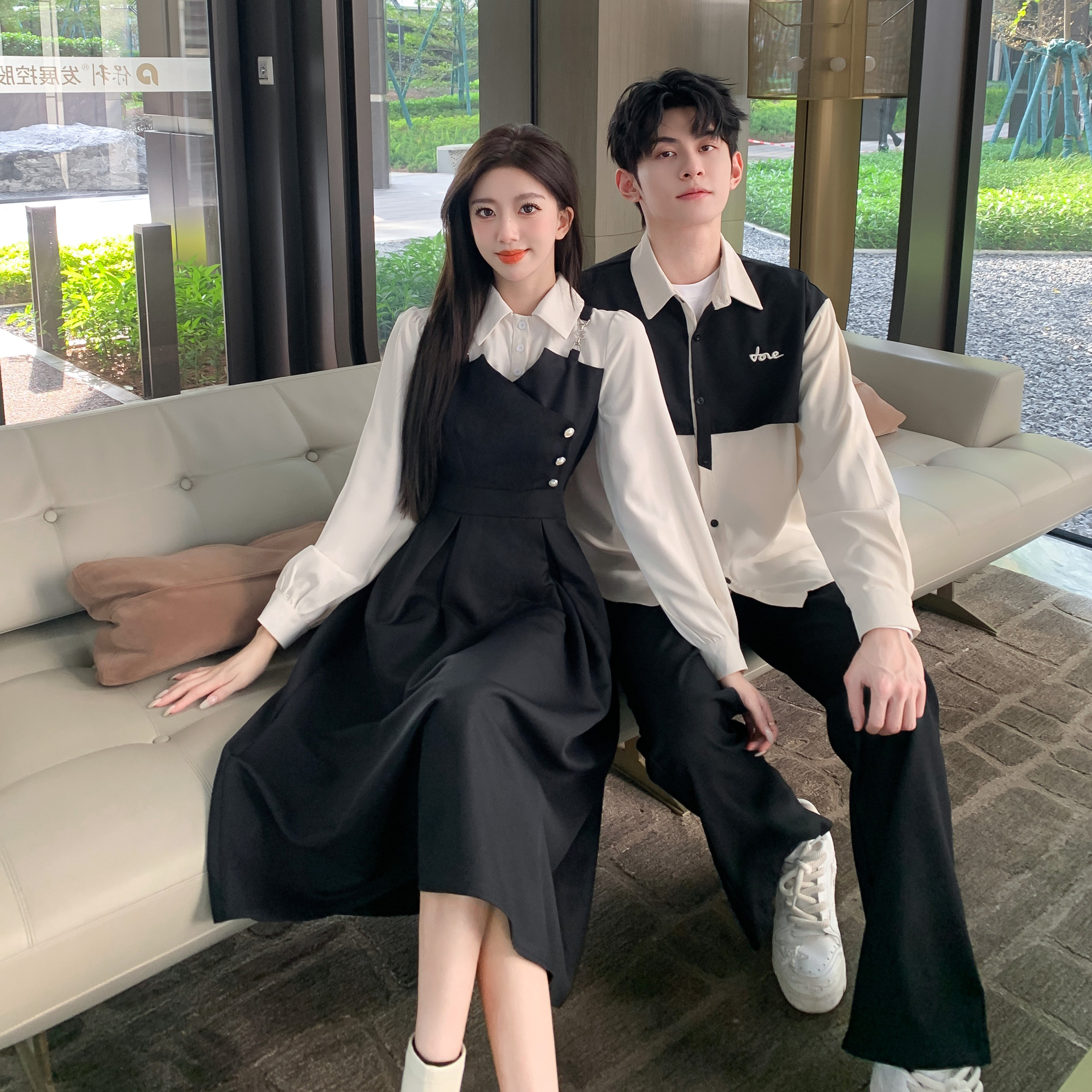 不一样的情侣装高级感套装一衣一长裙2025新款春秋季女裙子男衣服