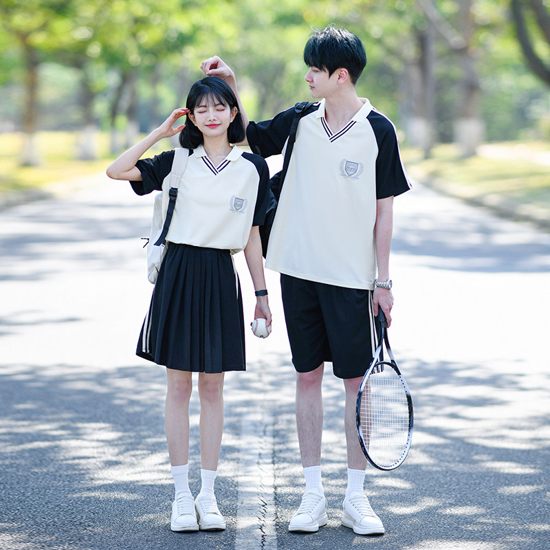 班服夏季初中生学院风小学生短袖T恤运动会开幕式高中毕业照套装