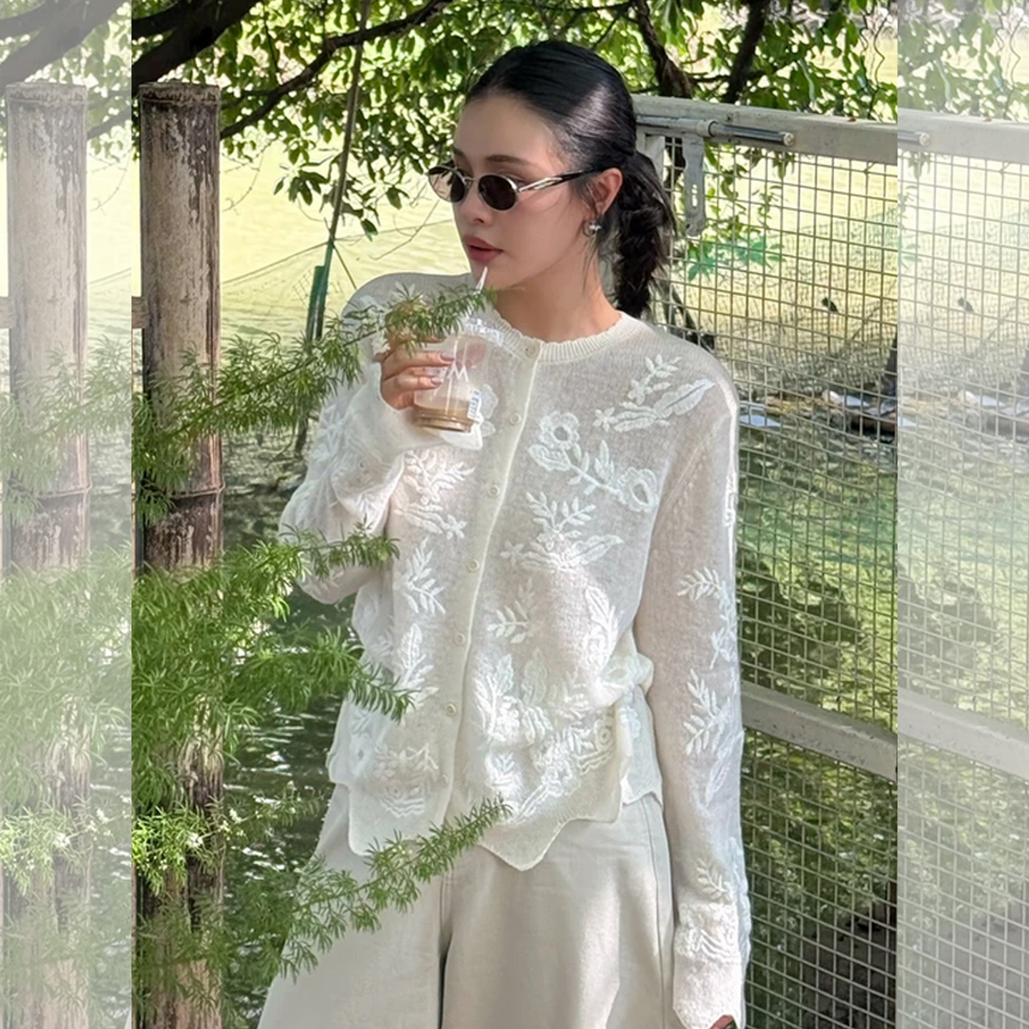 法式刺绣提花针织开衫外套女2025新款绝美巨好看的上衣早秋季穿搭