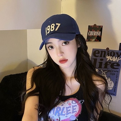 棒球帽女批发春天新款1987韩版百搭ins鸭舌帽男款软顶帽子