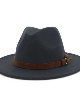 Unisex Wide Brim Felt Hats Men Women Panama Trilby Hat爵士