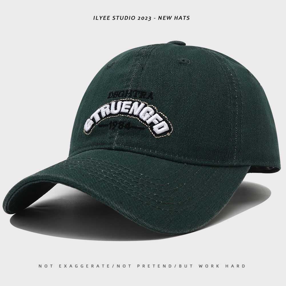 高质量牛仔帽子女复古水洗软顶鸭舌帽韩国时尚字母刺绣棒球帽批