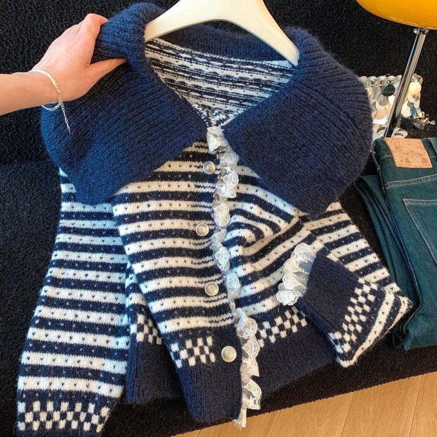 DuoDuo大翻领开衫毛衣外套女秋冬加厚小个子短款外搭针织衫上衣,女装/女士精品,毛针织衫,淘宝优惠券,粉丝福利购,淘宝优惠卷