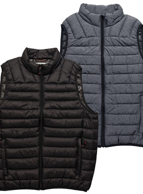 出美国冬季P棉保暖马甲男轻便防泼水可压缩立领户外运动夹棉背心