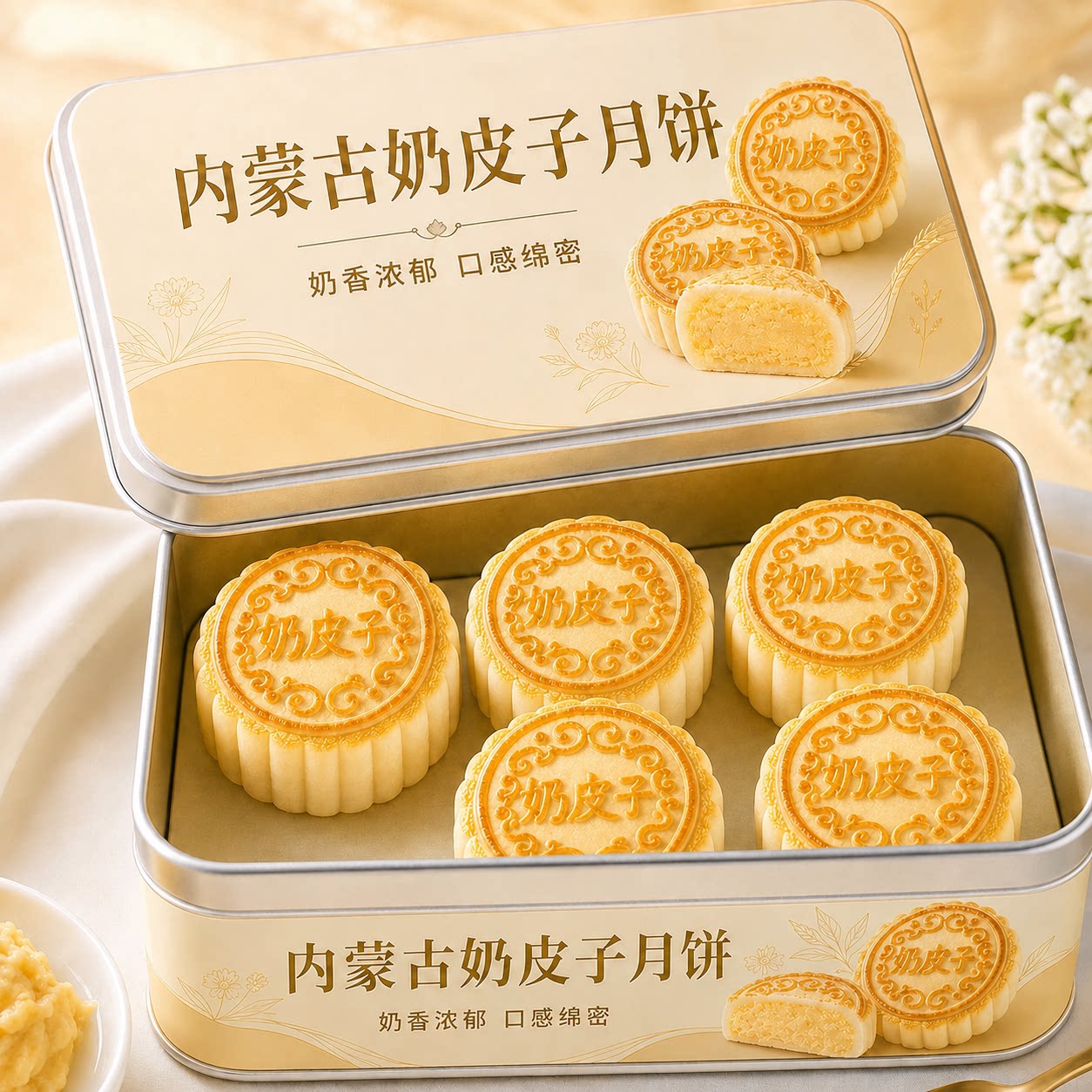 内蒙古奶皮子月饼中秋节奶制品手工月饼奶豆腐奶酥送礼高档礼盒图片