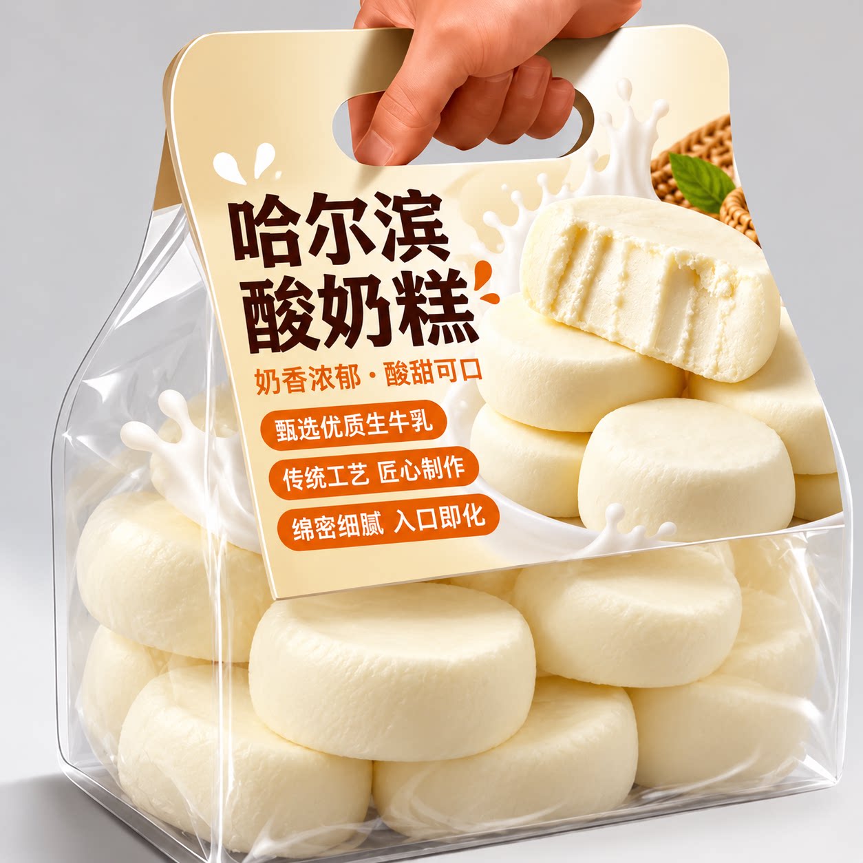 哈尔滨酸奶糕冻东北特产道里区菜市场网红手工现做现发奶酪疙瘩膏
