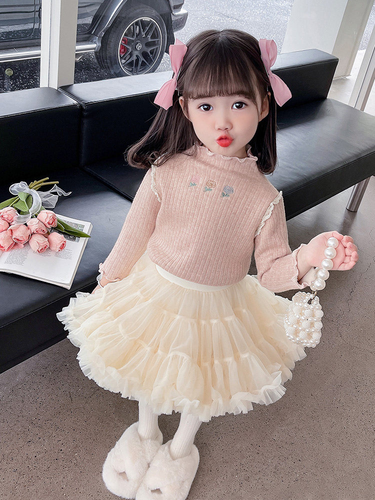 2024 NEW FEMALE TONG AUTUMN AND WINTER PLUSH UNDERSHIRT FOREIGN STYLE BABY GIRL HIGH NECK TOP WARM LONG SLEEVE UNDERWEAR