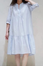 ICICLE之禾女装23夏季新款棉丝泡泡绉宽松分割连衣裙1231C2046501