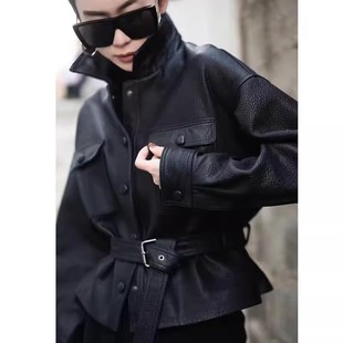 潮流短款 气质时尚 翻领外套 皮衣2025春秋季 海宁进口山羊皮明星同款