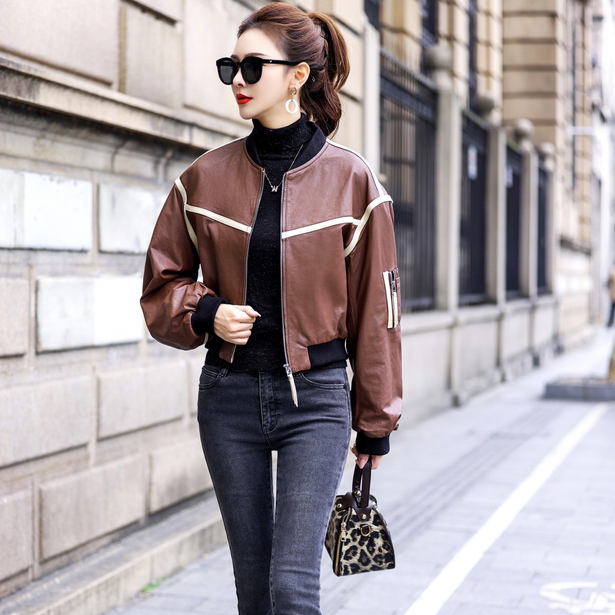 真皮绵羊皮短款皮衣夹克春秋外套