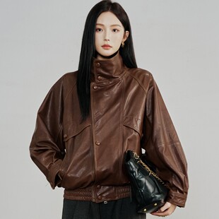 时尚 韩版 设计感夹克外套女 新款 海宁真皮绵羊皮宽松皮衣2025春秋季