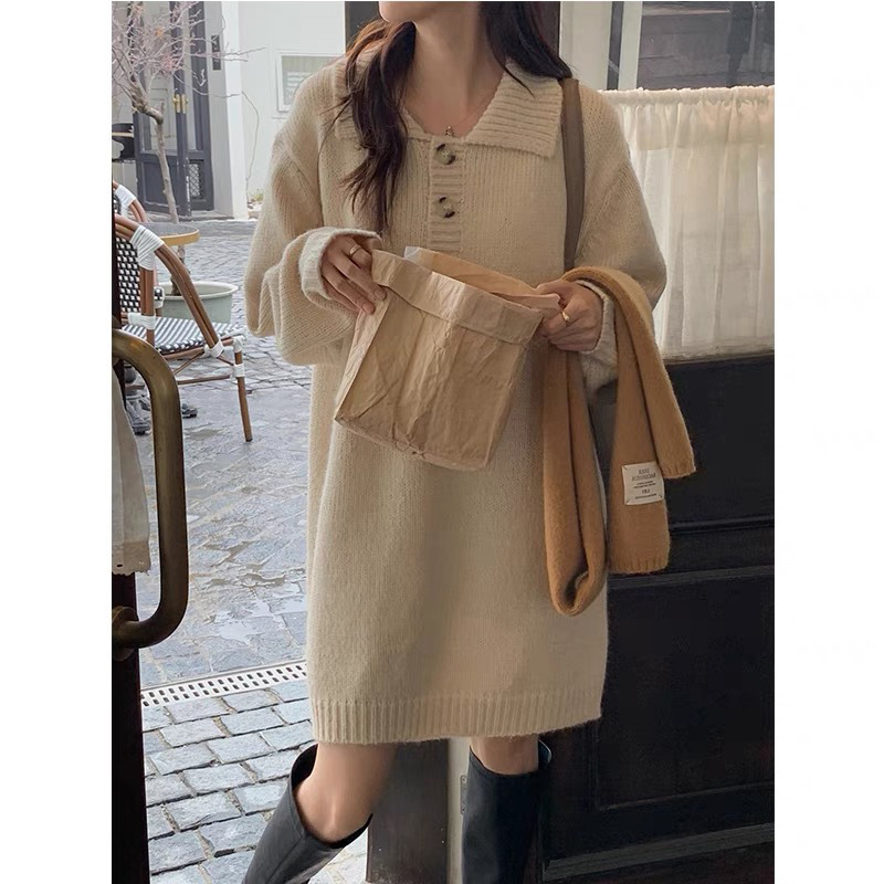 领长裙100纯山中长款毛衣裙秋冬季粗线加厚裙子