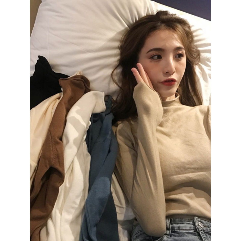半高领打底衫女内搭秋冬薄款针织衫洋气百搭修身上衣软糯中领毛衣