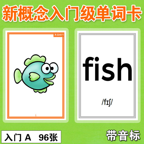 双面新概念英语青少版入门级a,b单词大卡片过塑封教具小学生闪卡