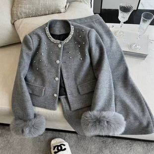轻奢钉钻毛呢夹棉套装 爆款 2025冬季 MWW8279 大明月女装