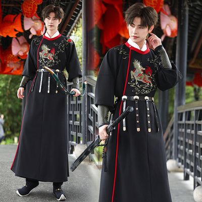 原创新款明制圆领袍长袍大码唐制国风学生日常团服套装男女cp同款