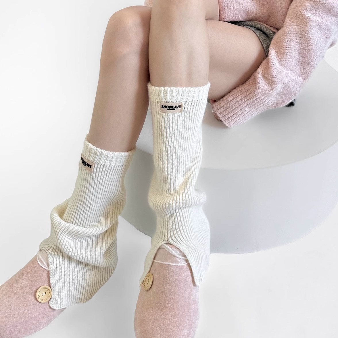 羊毛袜套女秋冬保暖字母堆堆袜